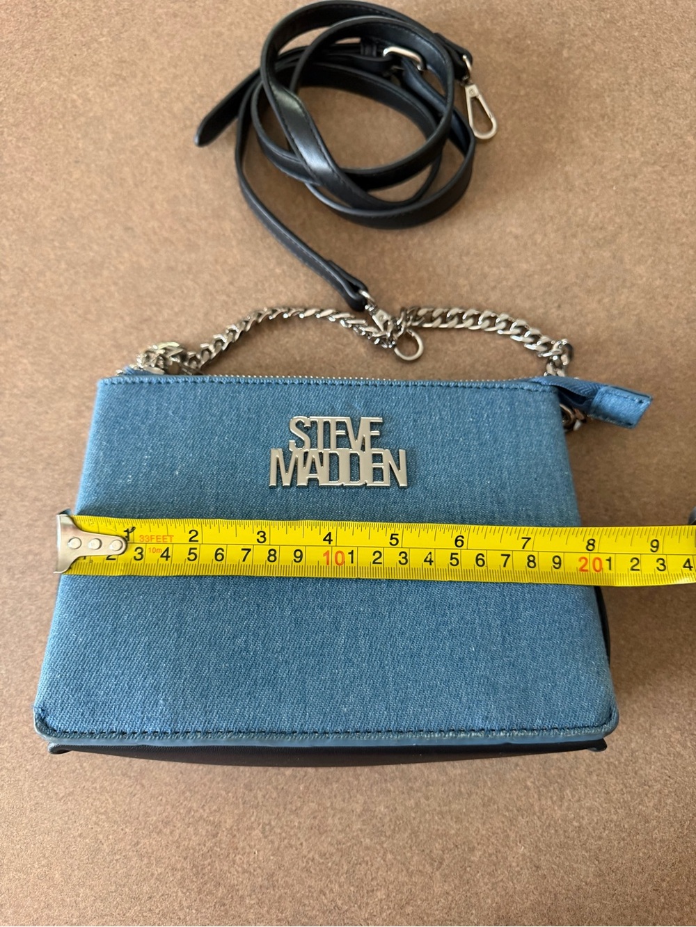Steve Madden Denim Blue Crossbody with Chain & Leather Strap - Picture 4 of 6